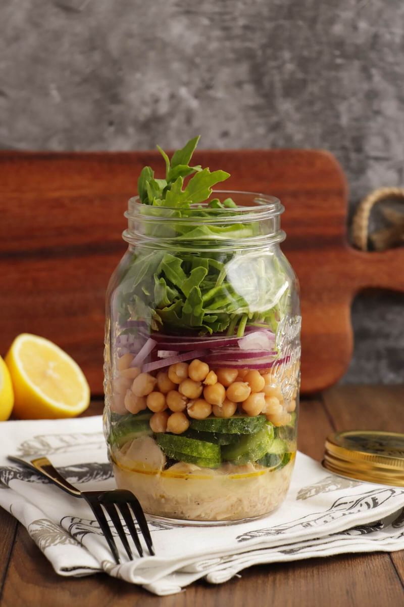 Mason Jar Power Salad with Chickpeas & Tuna