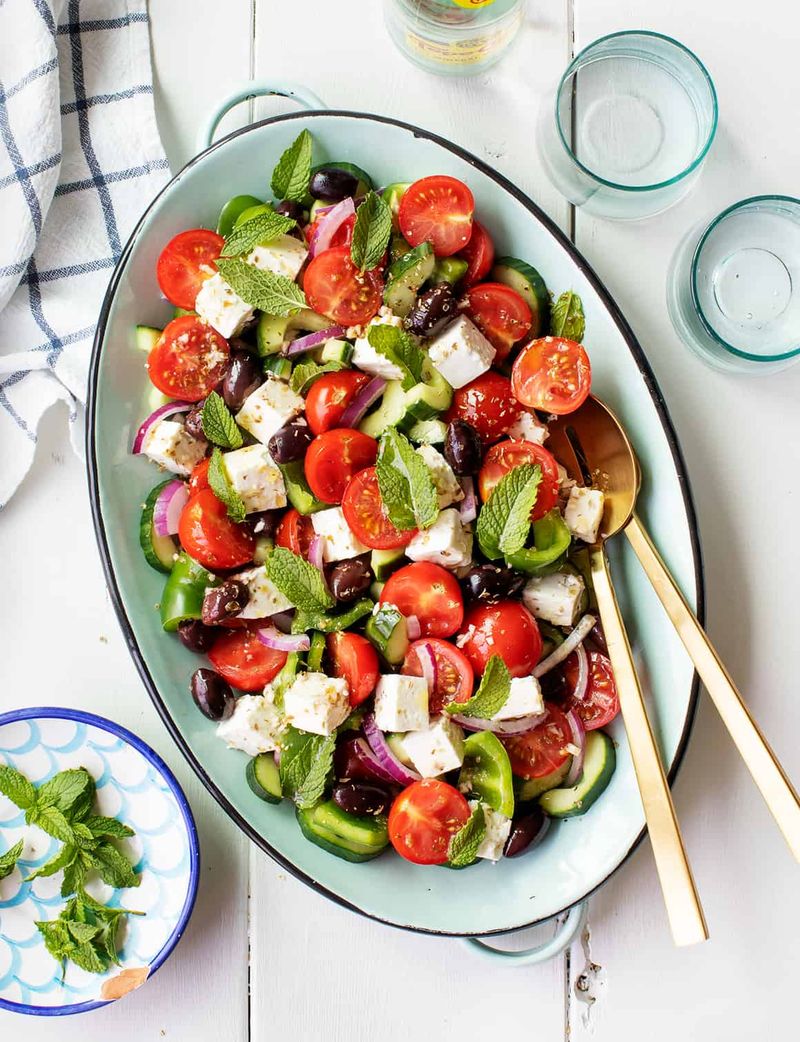 Greek Salad with Olive Oil and Lemon