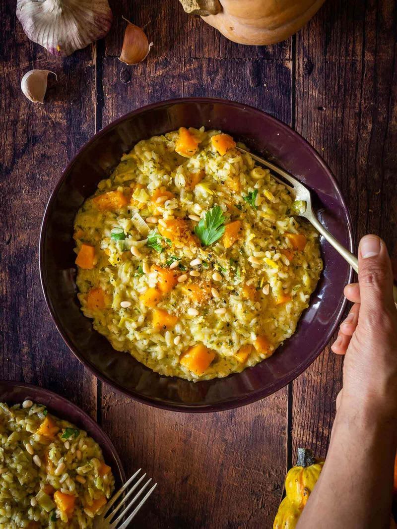 Butternut Squash and Spinach Risotto (Lightened-Up)