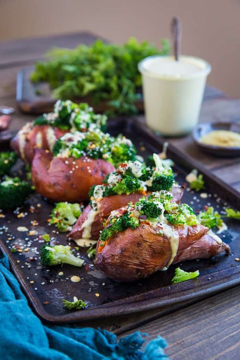 Broccoli Stuffed Sweet Potatoes