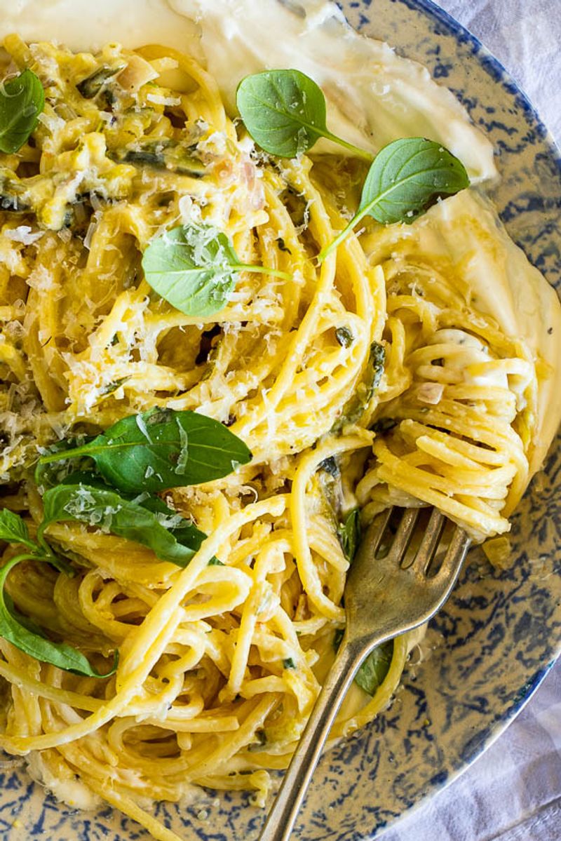 Garlic Parmesan Summer Squash Pasta