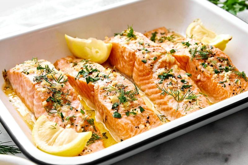 Baked Salmon with Lemon and Rice