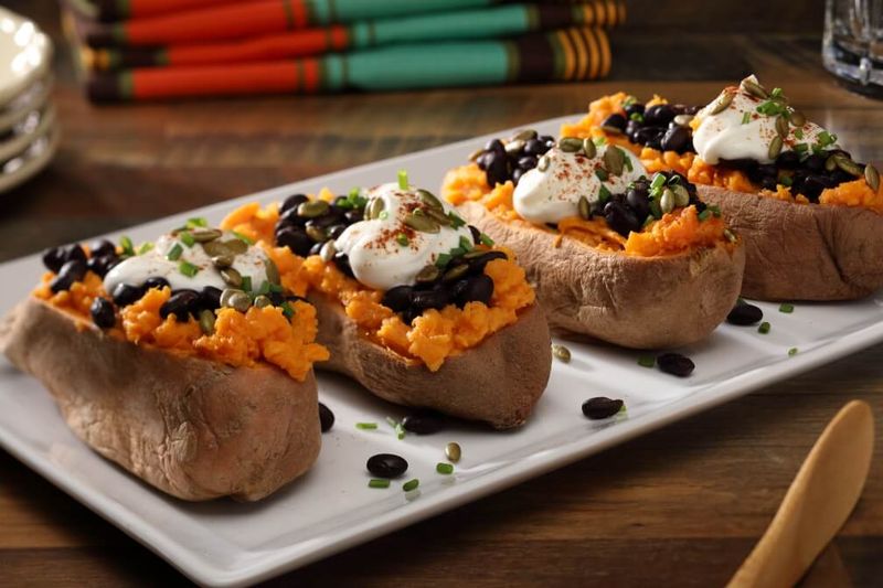 Baked Sweet Potato with Greek Yogurt & Chives