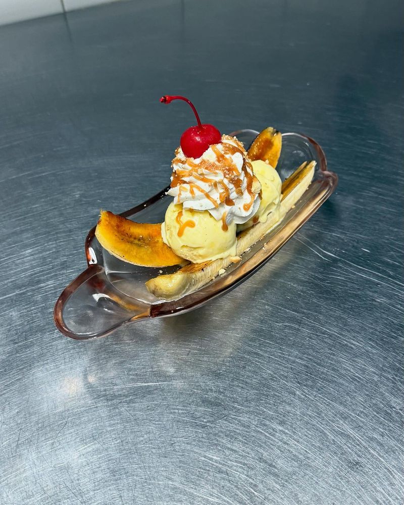 Banana Splits Served in Boat Dishes