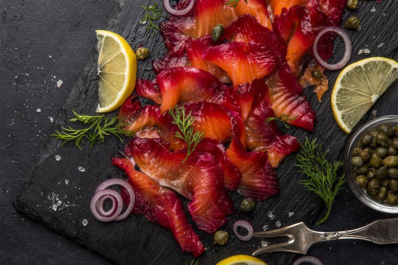 Beet Cured Salmon (Gravlax)