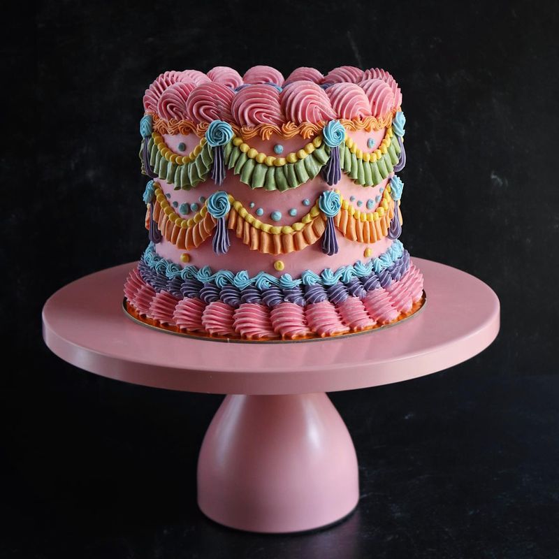 Birthday Cake With Colorful Frosting