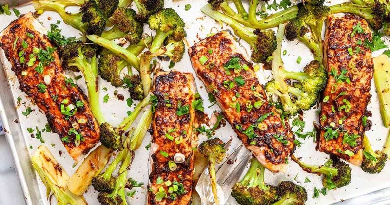 Sheet Pan Salmon and Broccoli with Miso Butter