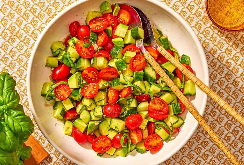 Cucumber, Tomato & Avocado Salad with Lemon-Shallot Vinaigrette