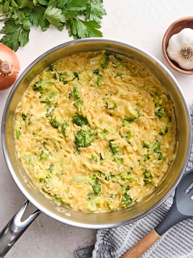Creamy Broccoli Orzo Skillet
