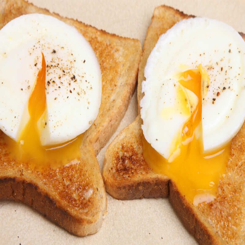 Poached Eggs On White Toast