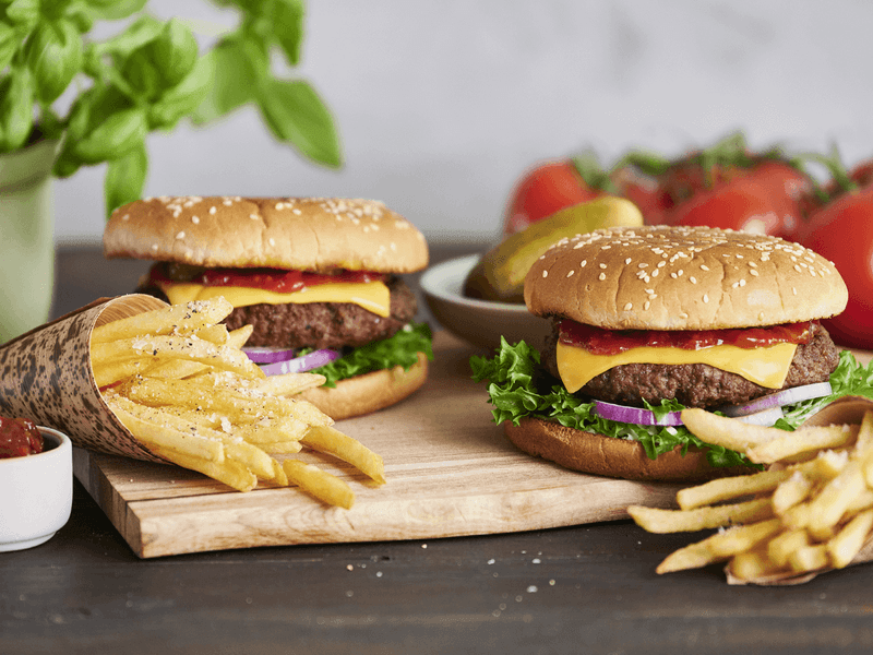 Burger Patties with Frozen Fries