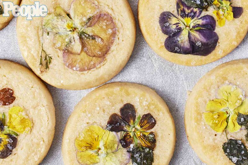 Butter Cookies with Edible Flowers or Sugar Crystals