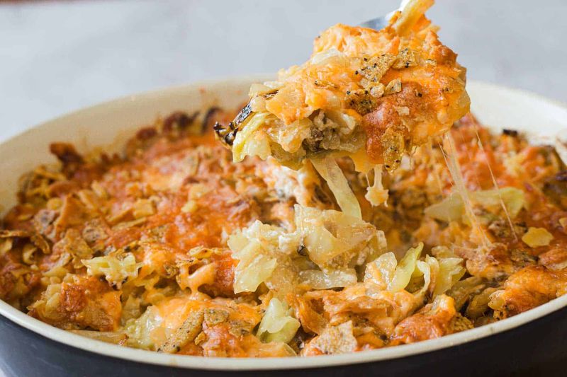 Cheesy Cabbage Casserole with Cracker Topping