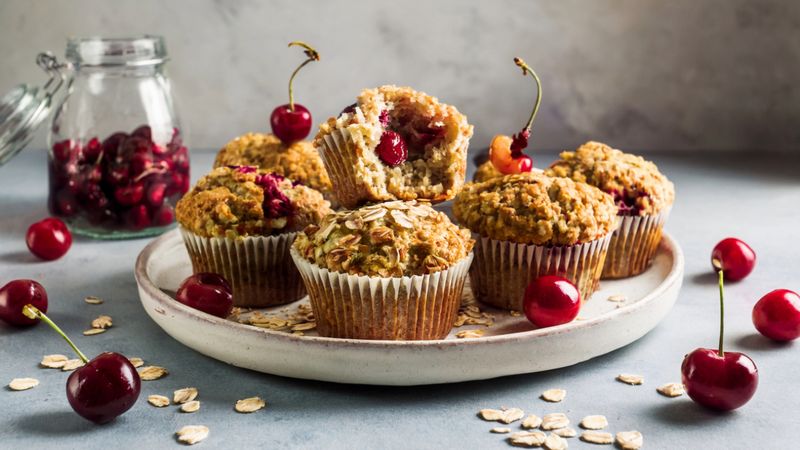 Cherry Oat Muffins