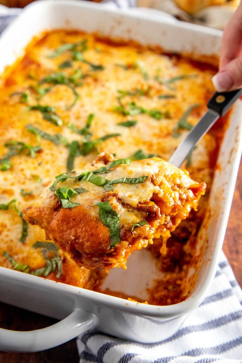 Ravioli Lasagna with Beef Pork Bolognese Sauce