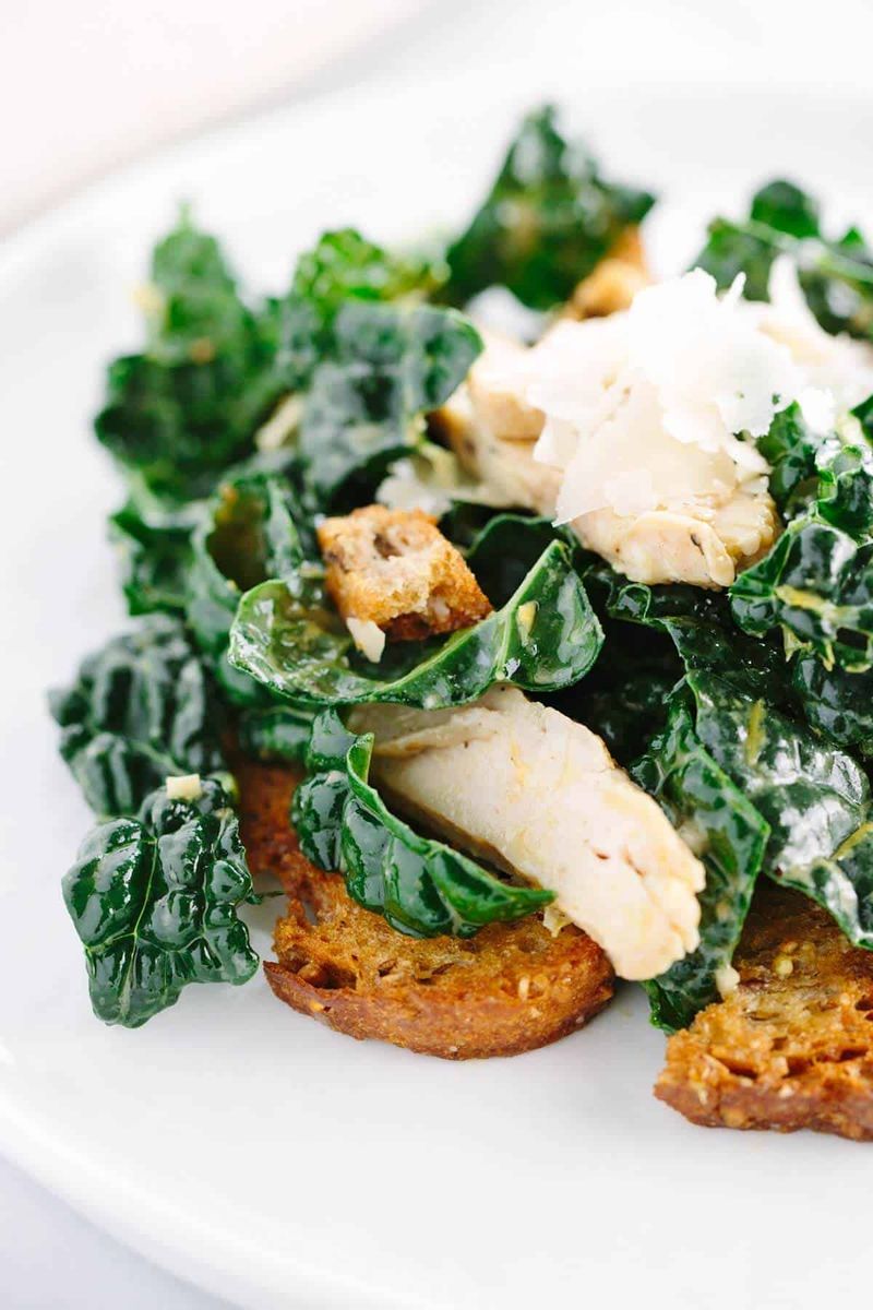 Baby Kale and Chicken Caesar