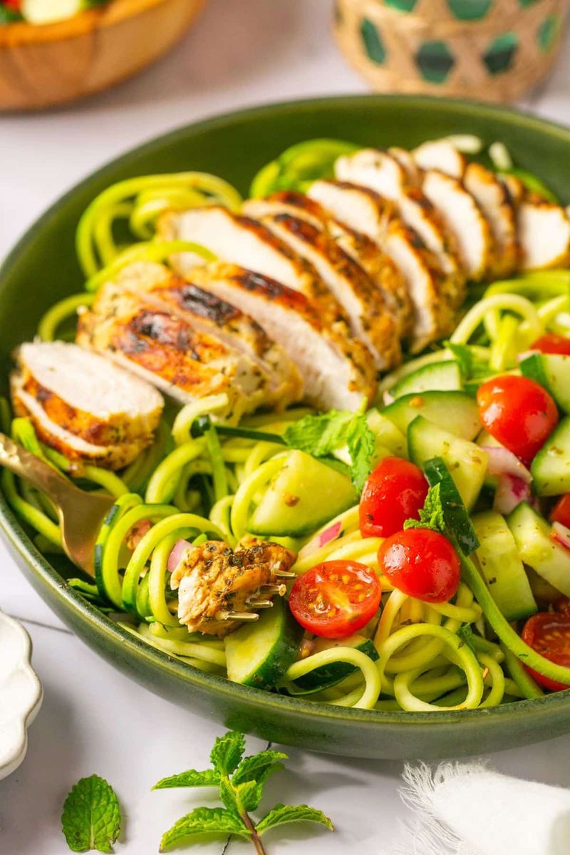 Zucchini Noodle Salad with Chicken