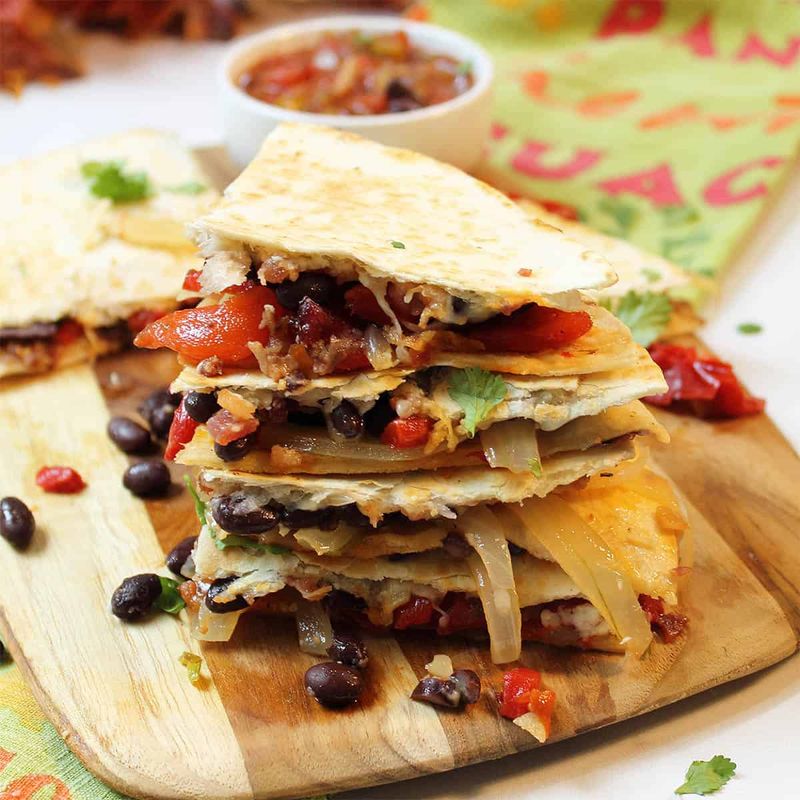 Cheese Quesadillas with Peppers & Onions
