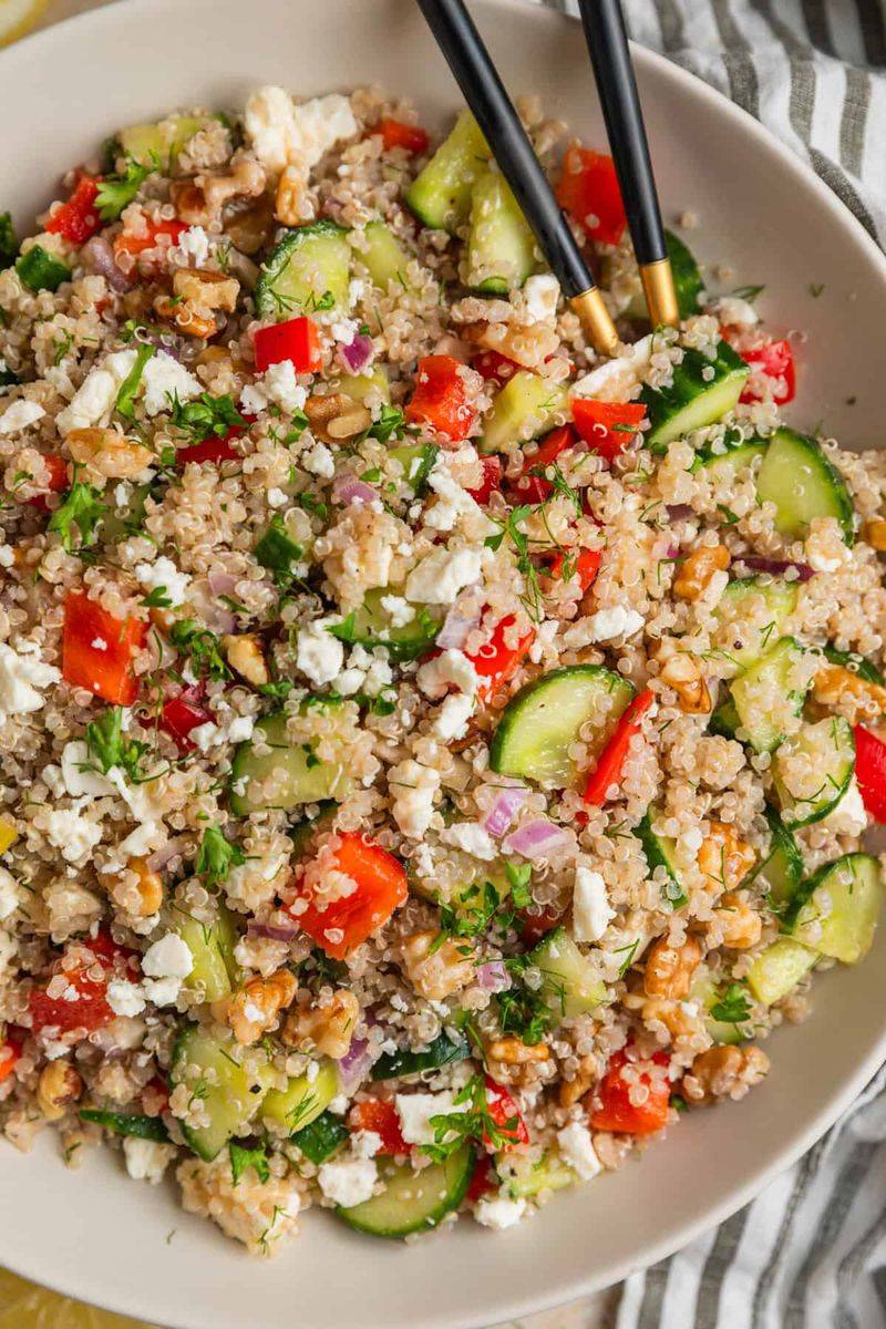Tomato Cucumber Feta Quinoa Salad
