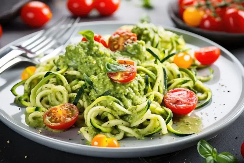 Zucchini Noodles with Pesto and Cherry Tomatoes