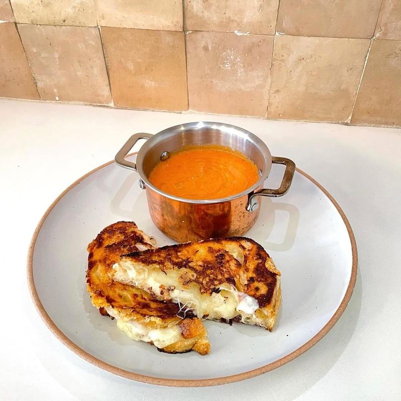 Chilled Gazpacho with Grilled Cheese