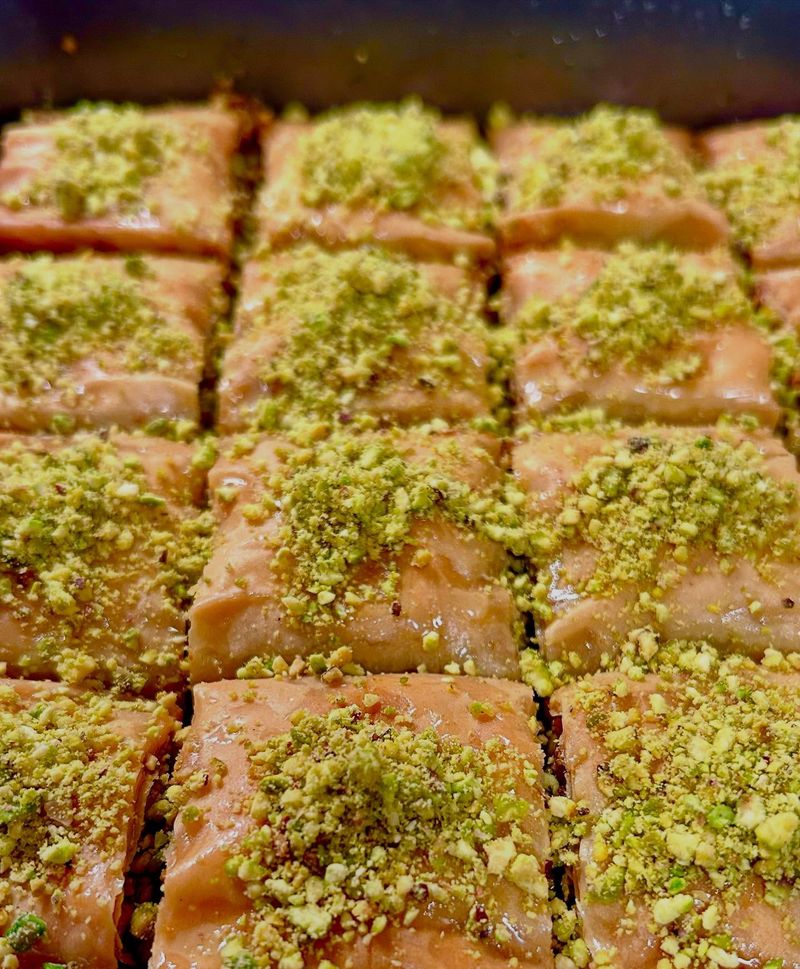 Pistachio Rose Water Baklava