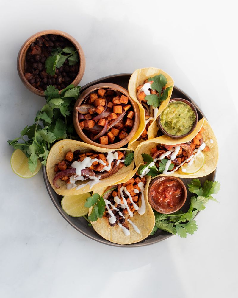 Roasted Vegetable & Black Bean Tacos