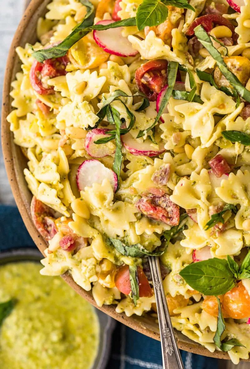 Pasta Salad with Pesto and Radish