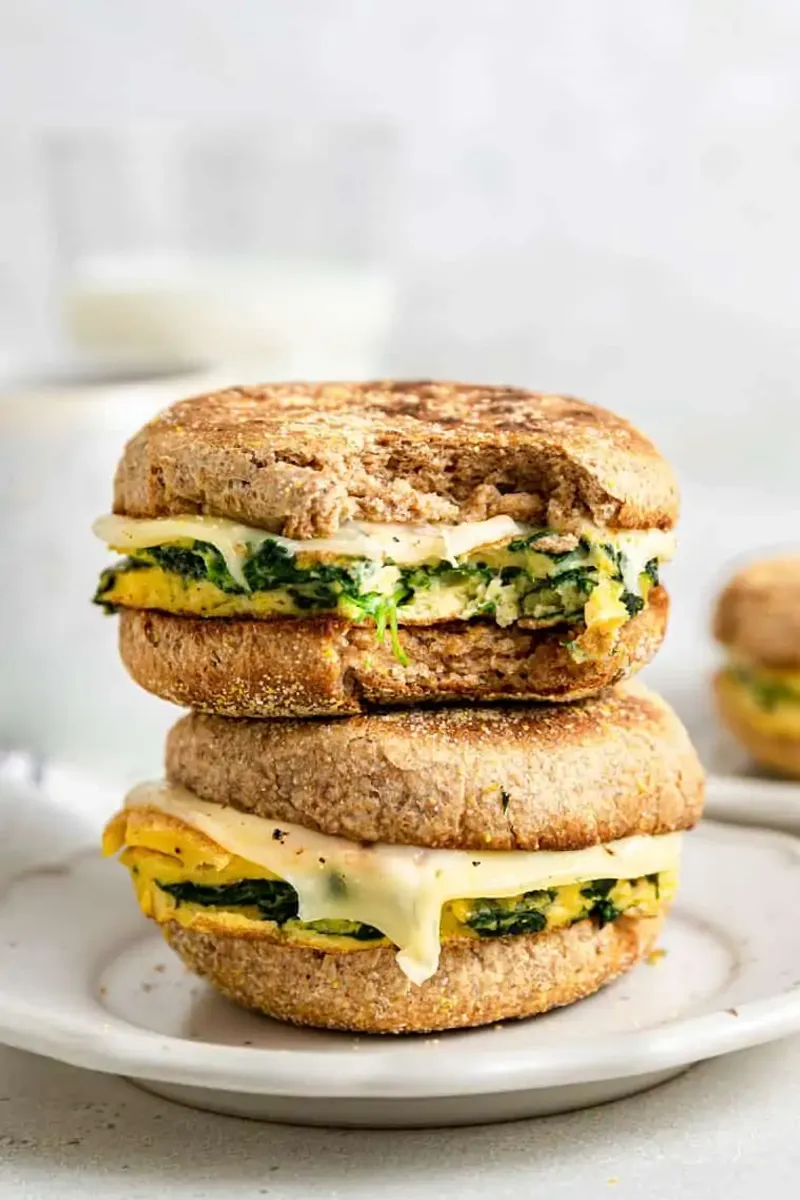 Spinach & Egg Meal Prep Breakfast Sandwiches
