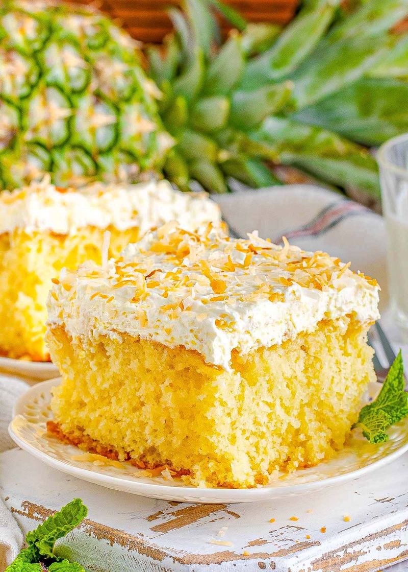 Coconut Sheet Cake with Pineapple Filling