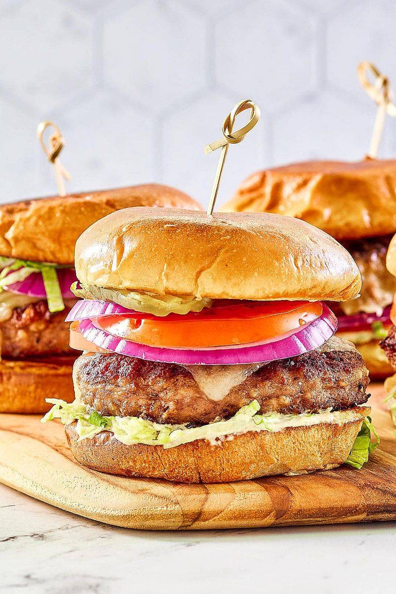 Turkey Burger on Whole Grain Bun with Sweet Potato Fries