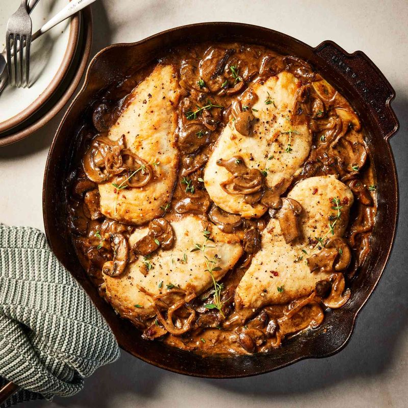 Creamy Balsamic Chicken & Mushroom Skillet