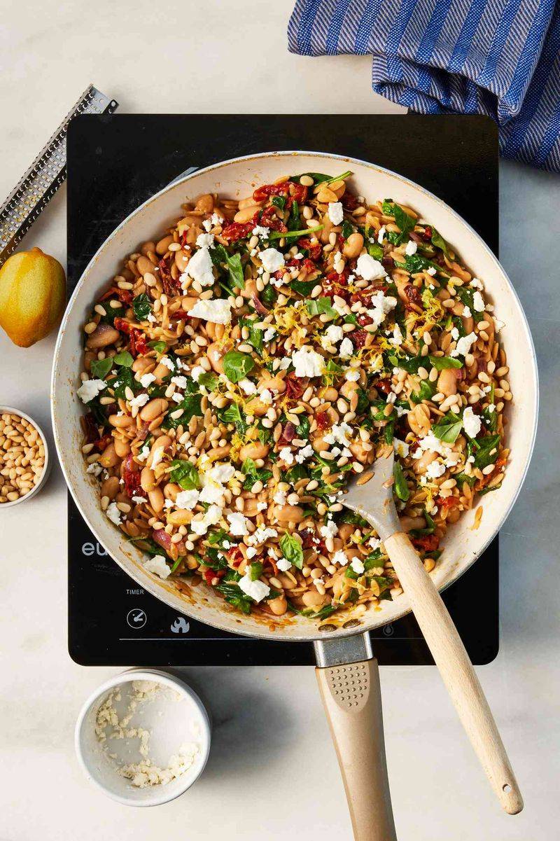 One-Pot White Bean, Spinach & Sun-Dried Tomato Orzo