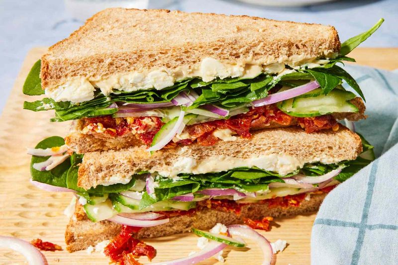 Spinach, Sun-Dried Tomato & Cucumber Sandwich
