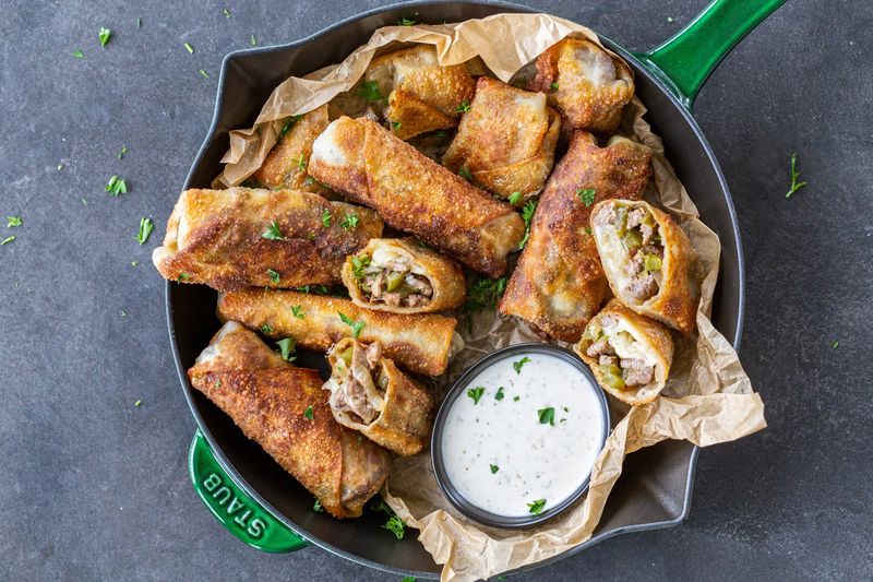 Philly Cheesesteak Egg Rolls