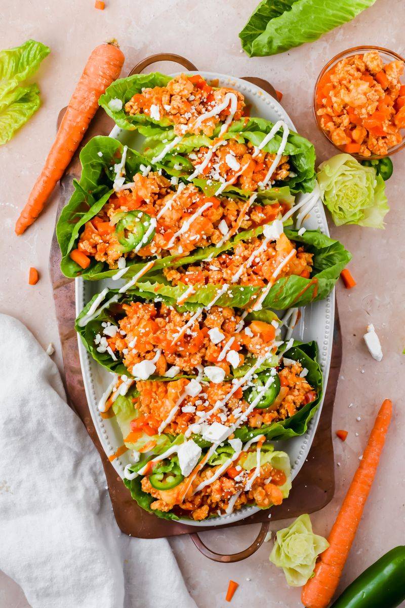 Buffalo Cauliflower Lettuce Wraps