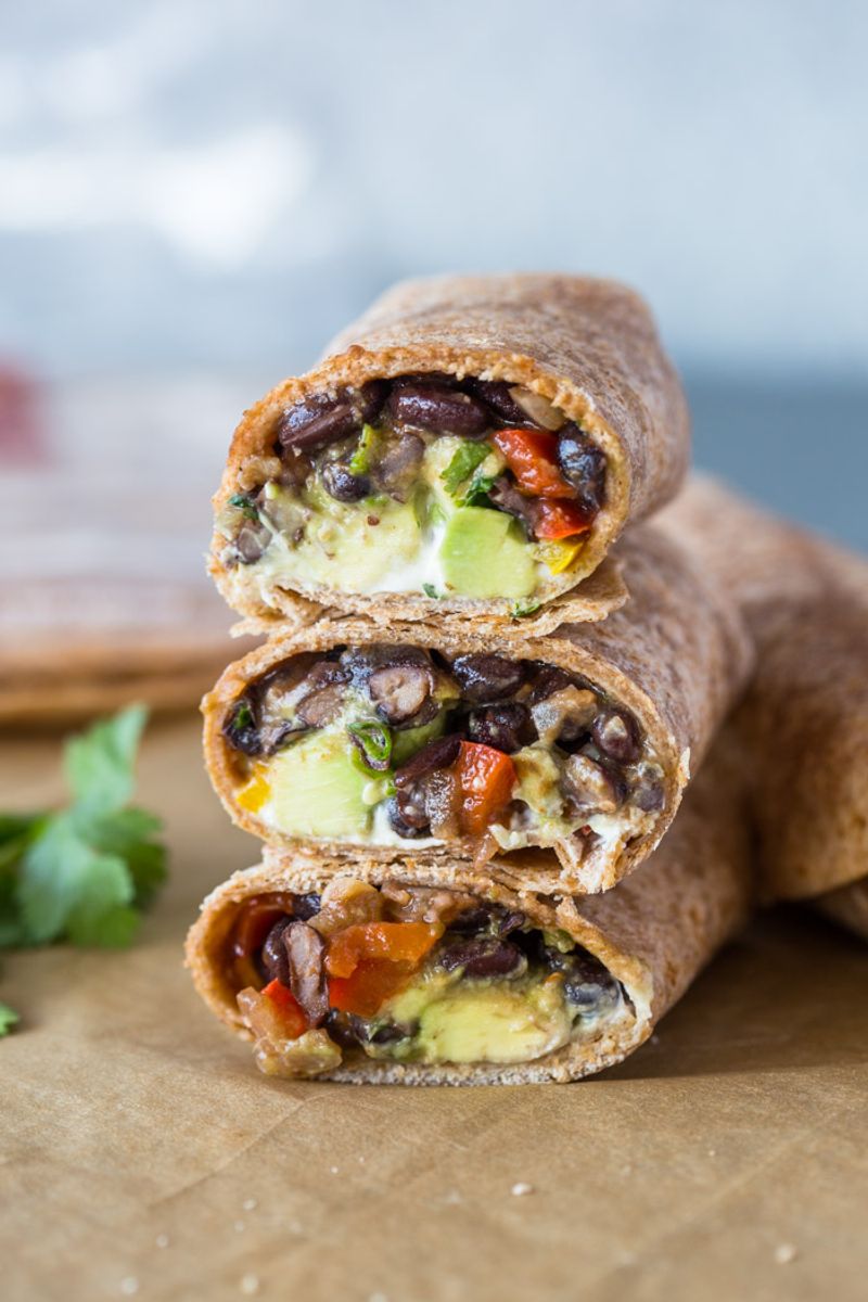 Avocado and Black Bean Wraps with Lime Slaw