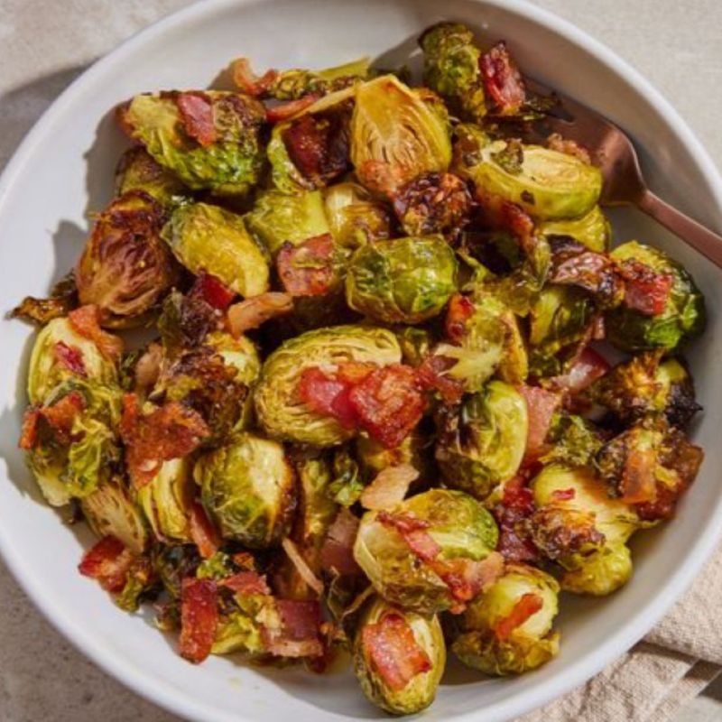 Fall Maple-Roasted Brussels Sprouts with Bacon