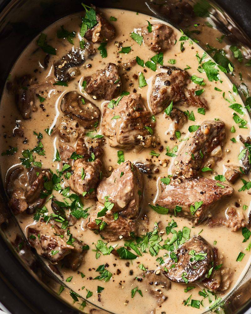 Savory Slow Cooker Beef Stroganoff