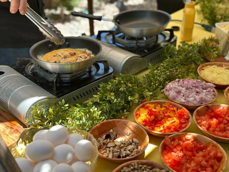 Freshly made omelets (at live stations)