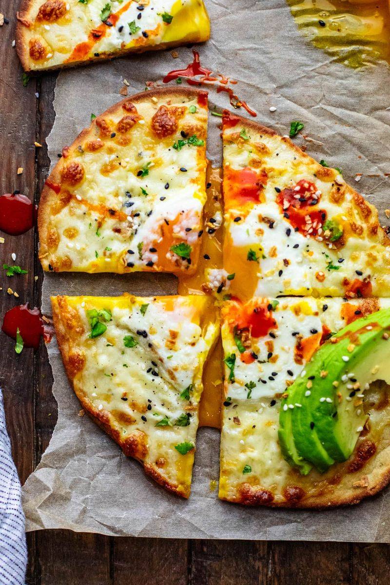 Breakfast Pizza on Naan