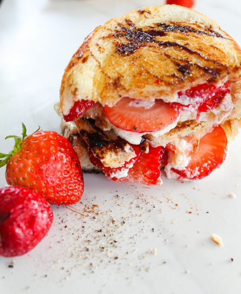 Mascarpone, Strawberries, and Balsamic Glaze Grilled Cheese