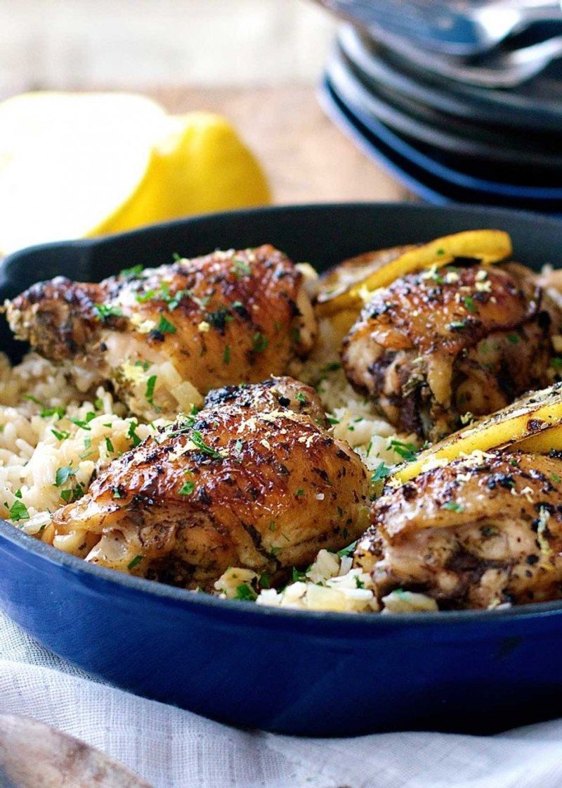 One-Pot Greek Chicken with Lemon Rice