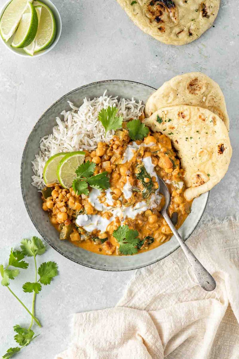 Lentil and Chickpea Curry with Rice