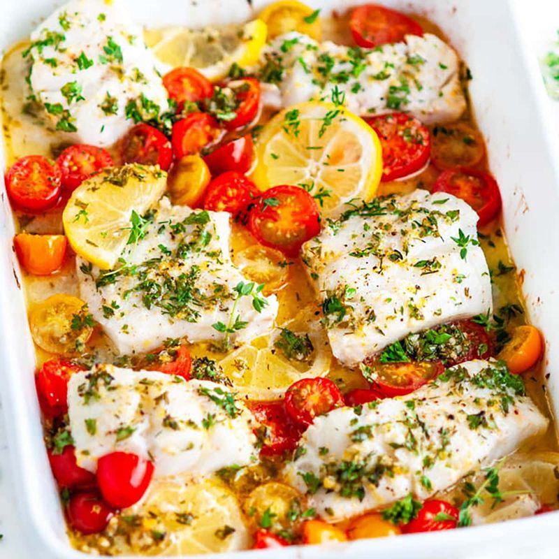 Baked Cod with Lemon and Herbs