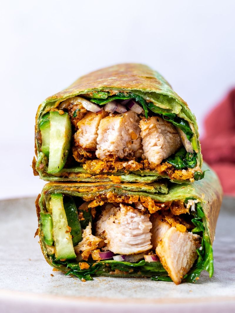 Grilled Chicken and Hummus Wrap