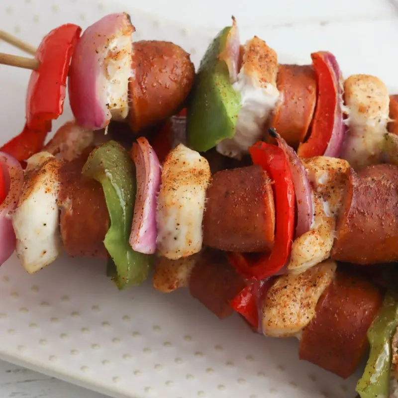 Cajun Chicken and Sausage Skewers