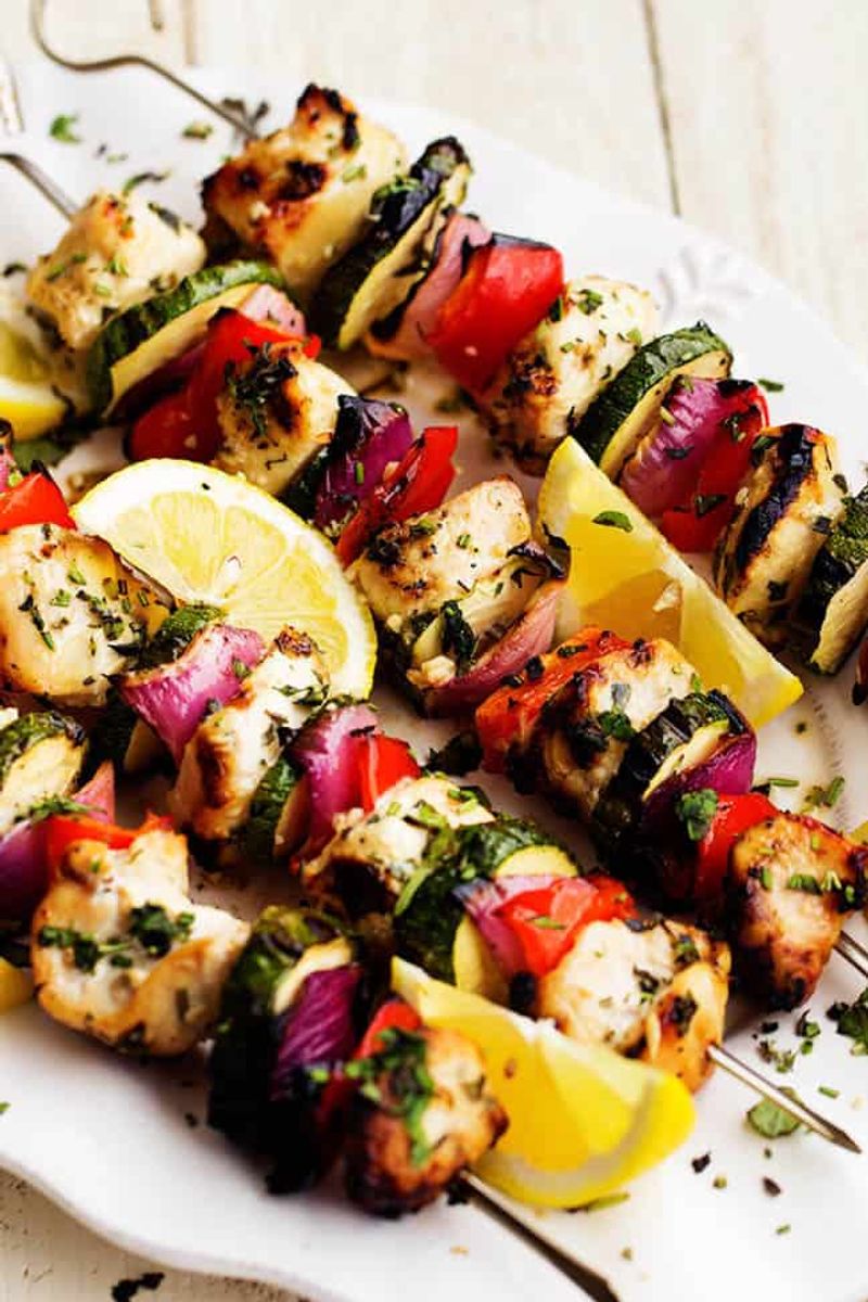 Lemon Herb Chicken and Veggie Kabobs