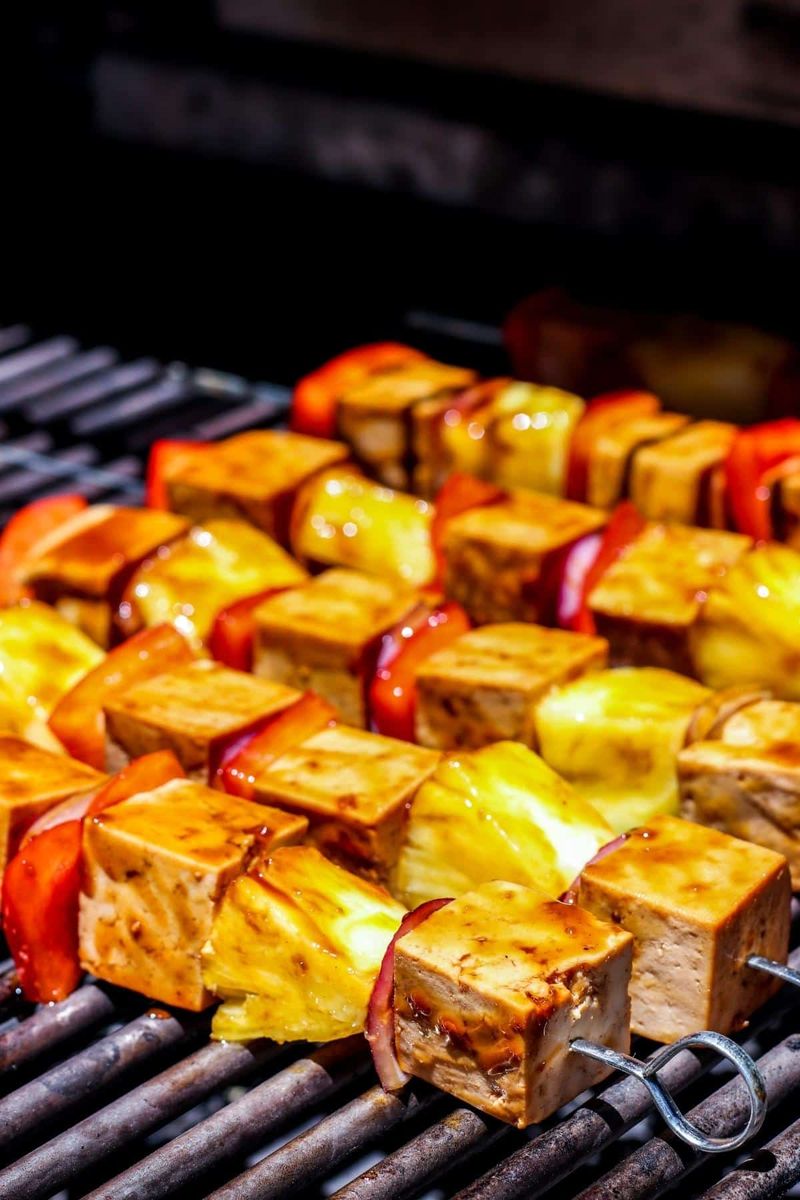 Teriyaki Tofu and Pineapple Skewers