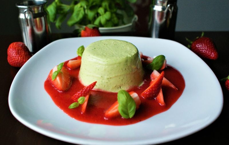 Strawberry Basil Panna Cotta